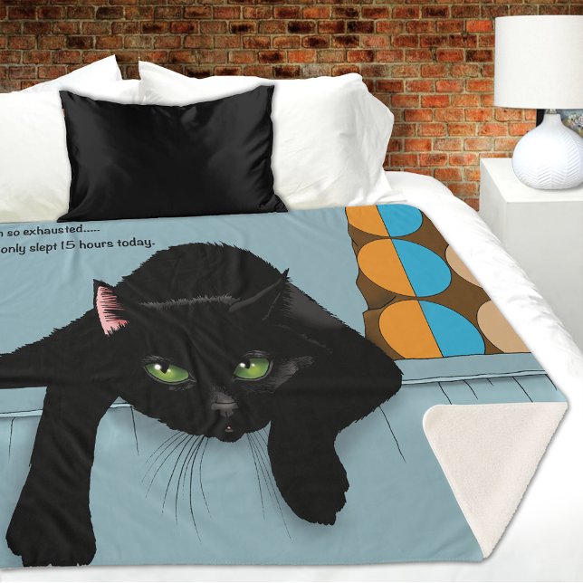 Black Cat Funny Sassy Blue Sherpadecke (Von Creator hochgeladen)