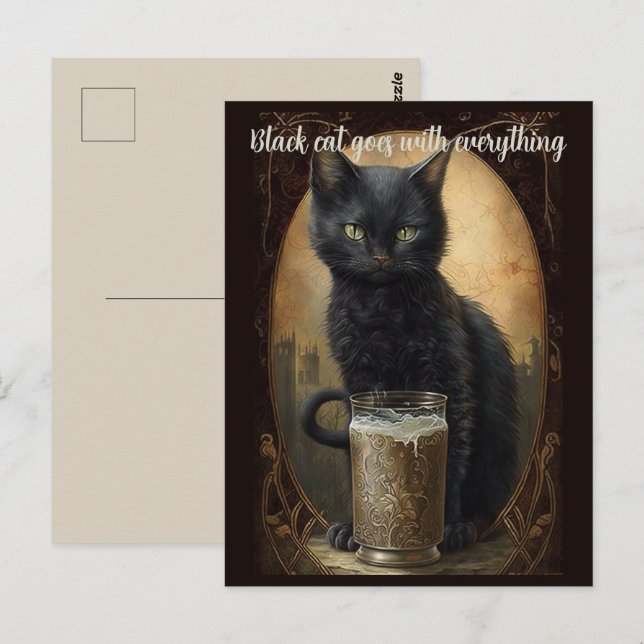 Black Cat geht mit allem Personalisierten Postkarte (Vorne/Hinten)