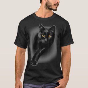 Black Cat Gelbe Augen Katzen Geschenke T-Shirt