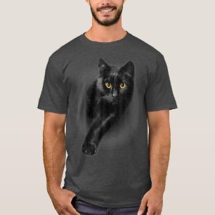 Black Cat Gelbe Augen Katzen T-Shirt Geschenke 