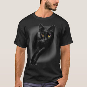 Black Cat Gelbe Augen Katzen T-Shirt Geschenke