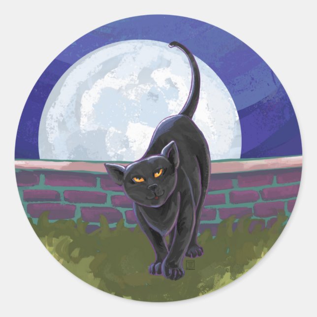 Black Cat Geschenke & Accessoires Runder Aufkleber (Vorderseite)
