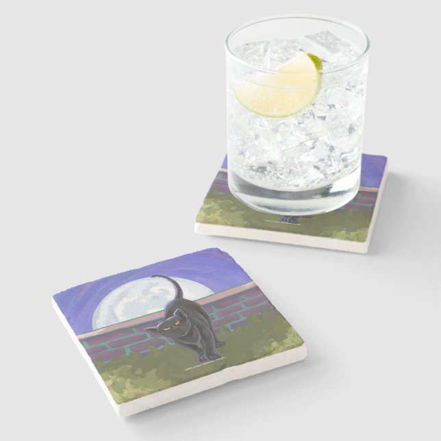 Black Cat Geschenke & Accessoires Steinuntersetzer (Seitenansicht)