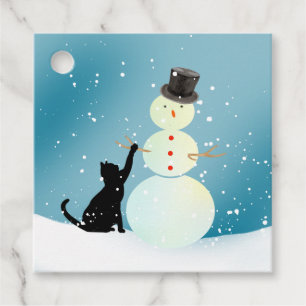 Black Cat Gestalten eines Schneemanns Weihnachtsge Geschenkanhänger