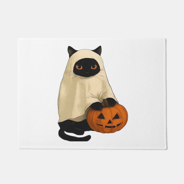 Black Cat Ghost mit Pumpkin Essential T - Shirt Fußmatte (Vorderseite)