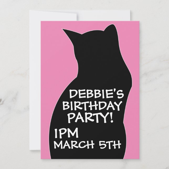 BLACK CAT GIRLS BIRTHDAY PARTY INVITATIONS (Devant)