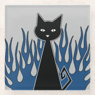 Black Cat Glass Untersetzer
