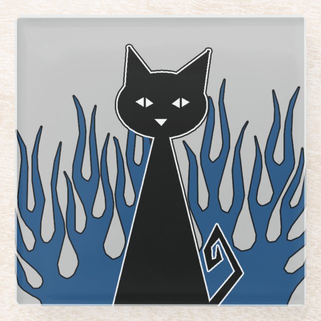 Black Cat Glass Untersetzer (Vorderseite)