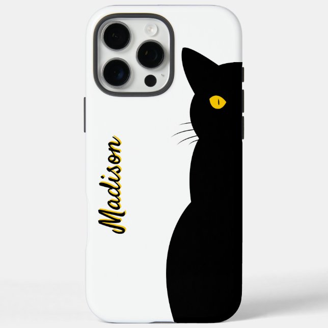 BLACK CAT Golden Eyes individuell einstellbar iPhone 16 Pro Max Hülle (Rückseite)