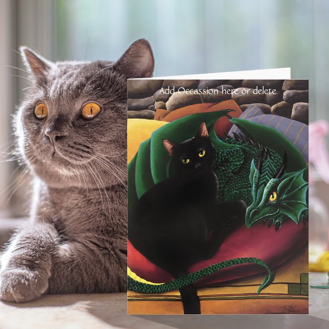 Black Cat Green Dragon Karte (Von Creator hochgeladen)