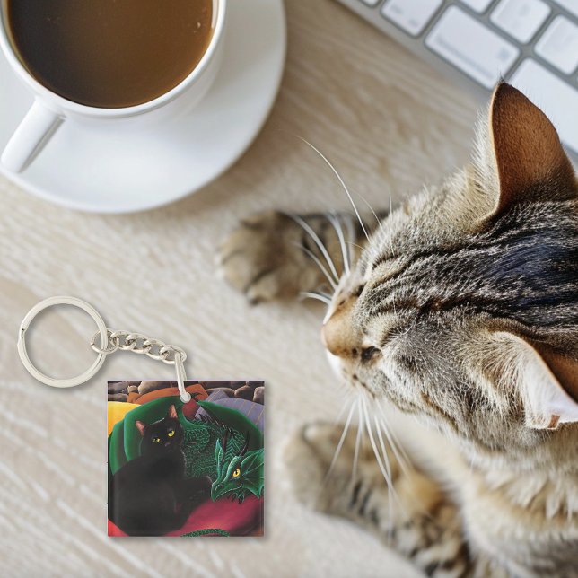 Black Cat Green Dragon Schlüsselanhänger (Von Creator hochgeladen)