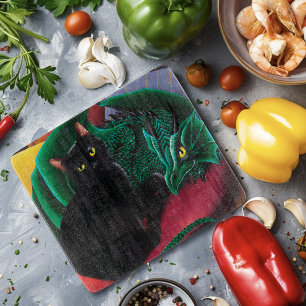 Black Cat Green Dragon Schneidebrett