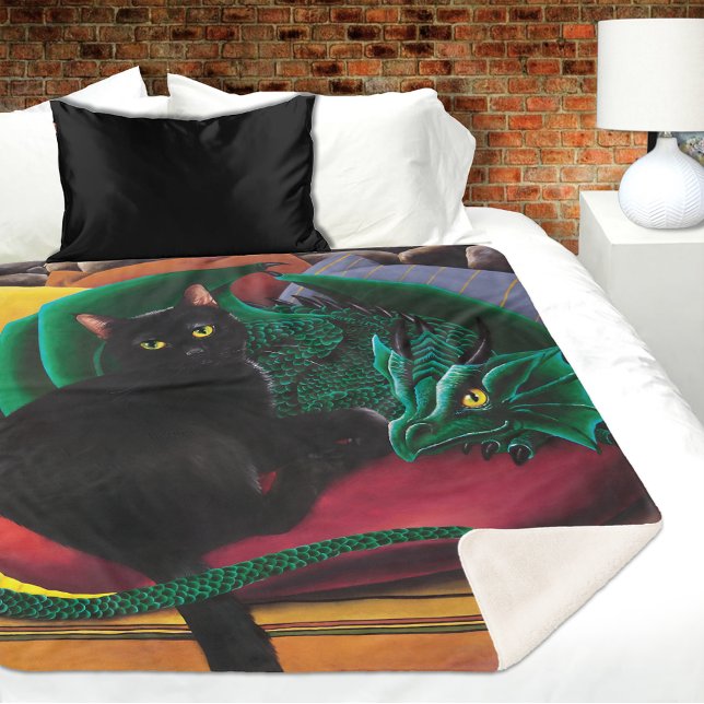 Black Cat Green Dragon Sherpadecke (Von Creator hochgeladen)