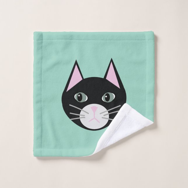 Black Cat Green Waschlappen (Waschlappen)