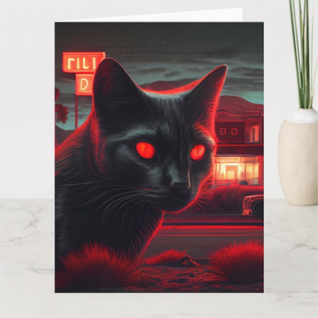 Black Cat Grußkarten Karte (Vorderseite)