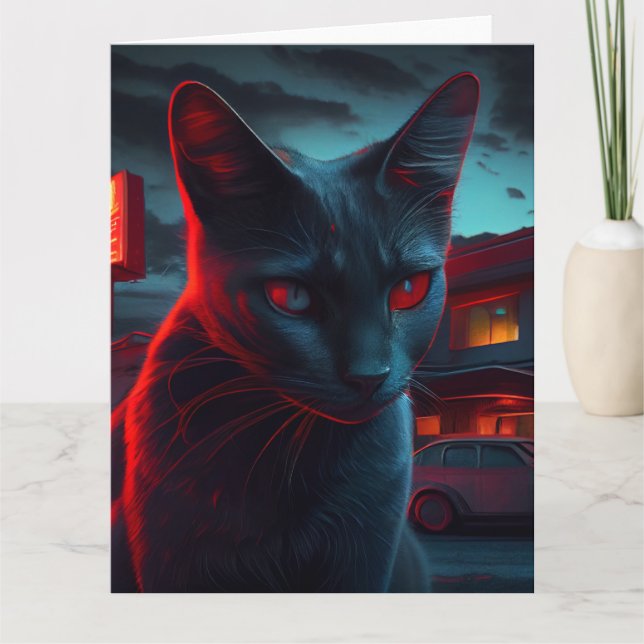 Black Cat Grußkarten Karte (Vorderseite)