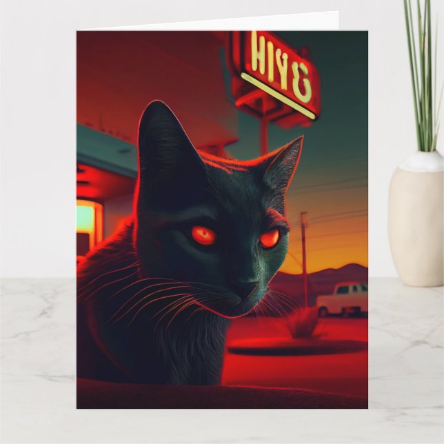 Black Cat Grußkarten Karte (Vorderseite)