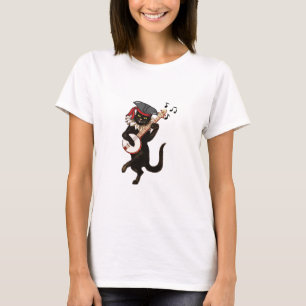 Black Cat Guitar, Funny Cat Liebhaber T-Shirt