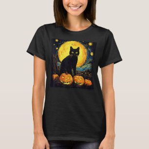 Black Cat Halloween Art Pumpkin Kostüm für Frauen T-Shirt