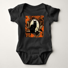 Black Cat Halloween Baby Strampler