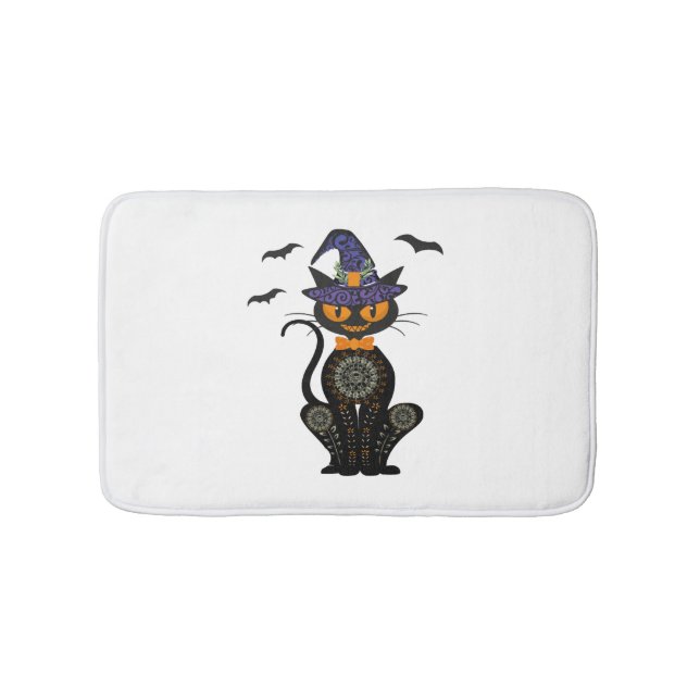 Black Cat Halloween Badematte (Vorderseite)