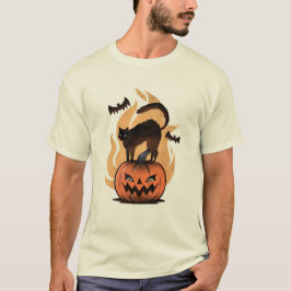 Black Cat Halloween Cat Lovers Starry Night Cat T-Shirt