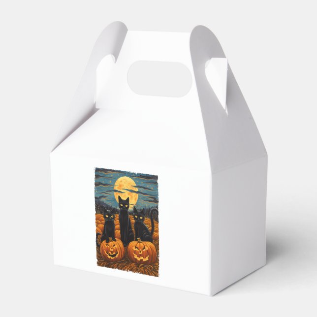Black Cat Halloween Cat Lovers Starry Night Cat Va Geschenkschachtel (Vorderseite)