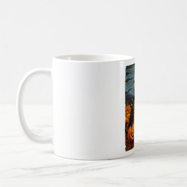 Black Cat Halloween Cat Lovers Starry Night Cat Va Kaffeetasse (Links)