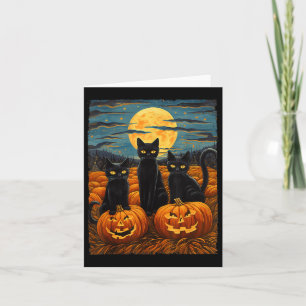Black Cat Halloween Cat Lovers Starry Night Cat Va Karte