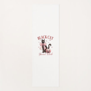 Black Cat Halloween Coquette Social Club Pink Bow Yogamatte