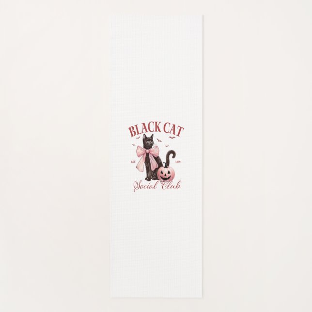 Black Cat Halloween Coquette Social Club Pink Bow Yogamatte (Vorderseite)
