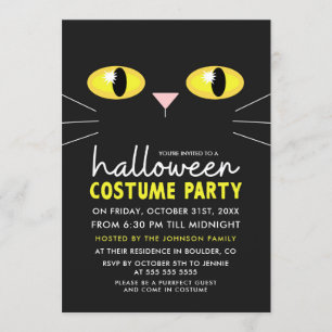 Black Cat Halloween Costume Party Einladung