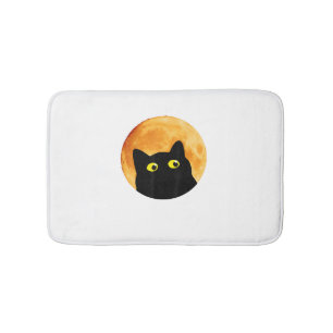 Black Cat Halloween Design Funny Cat Halloween Badematte