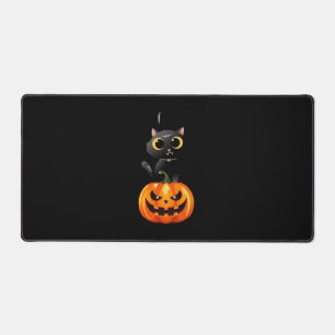 Black Cat Halloween Design - Spooky Pumpkin Art of Schreibtischunterlage