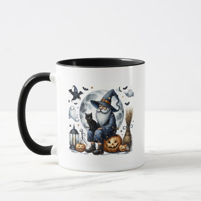 Black Cat Halloween Gnome Tasse (Links)