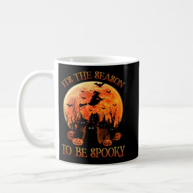 Black Cat Halloween ist die Jahreszeit für Spaß Kaffeetasse (Links)