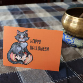 Black Cat Halloween Jack O Lantern Karte
