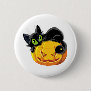 Black Cat Halloween Kitt Clip Art Button