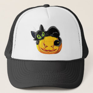 Black Cat Halloween Kitt Clip Art Truckerkappe