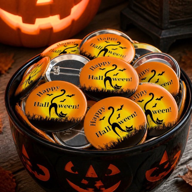 Black Cat Halloween-Knopf Button (Von Creator hochgeladen)