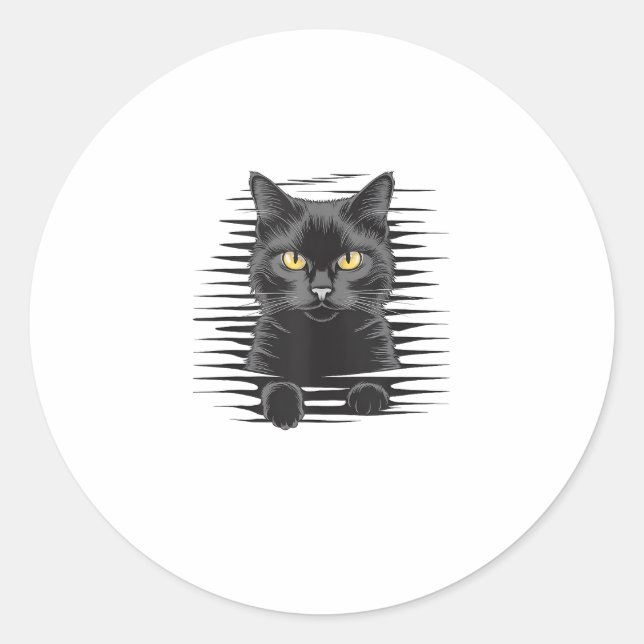 Black Cat Halloween Kostüm Spooky Kitty Cat Kitte Runder Aufkleber (Vorderseite)