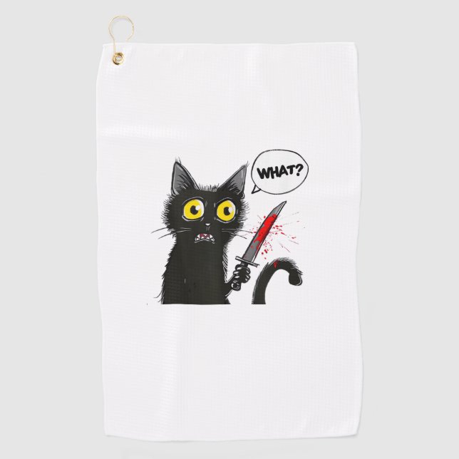 Black Cat Halloween Kostüm Was Funny Cover Golfhandtuch (Vorderseite)