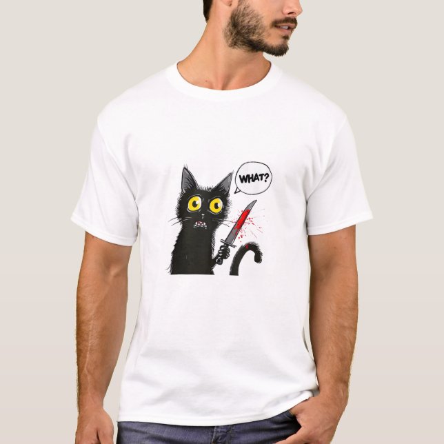Black Cat Halloween Kostüm Was Funny Cover T-Shirt (Vorderseite)