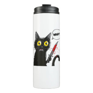 Black Cat Halloween Kostüm Was Funny Cover Thermosbecher