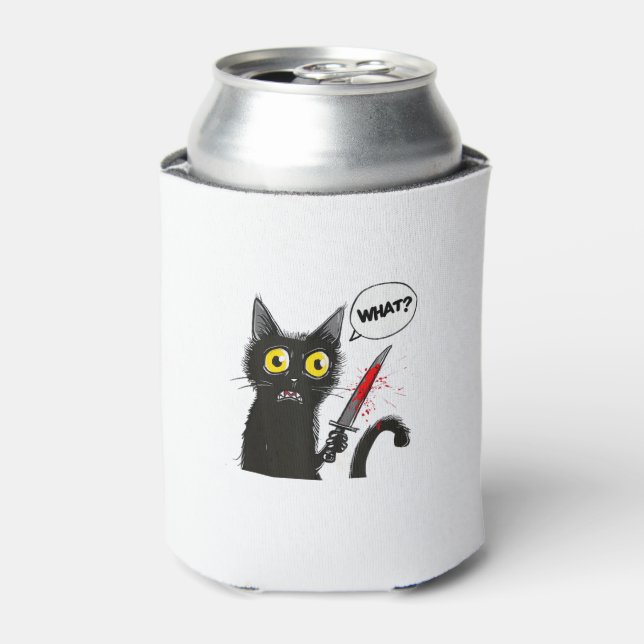 Black Cat Halloween Kostümkunstwerk Spichcraft Web Dosenkühler (Kanne Vorderseite)