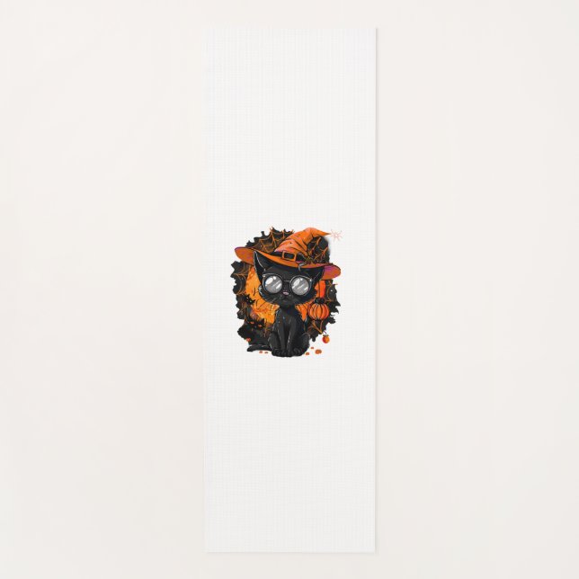 Black Cat Halloween Kostümkunstwerk Spichcraft Web Yogamatte (Vorderseite)
