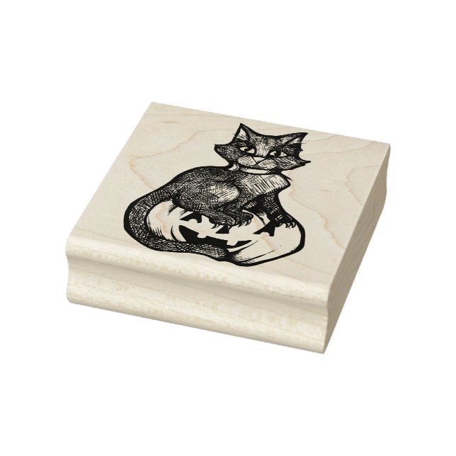 Black Cat Halloween-Kürbislaterne Gummistempel (Stempel)