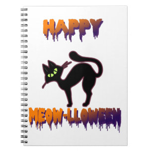 Black Cat Halloween Kürkin Halloween Notizblock