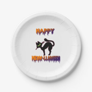 Black Cat Halloween Kürkin Halloween Pappteller