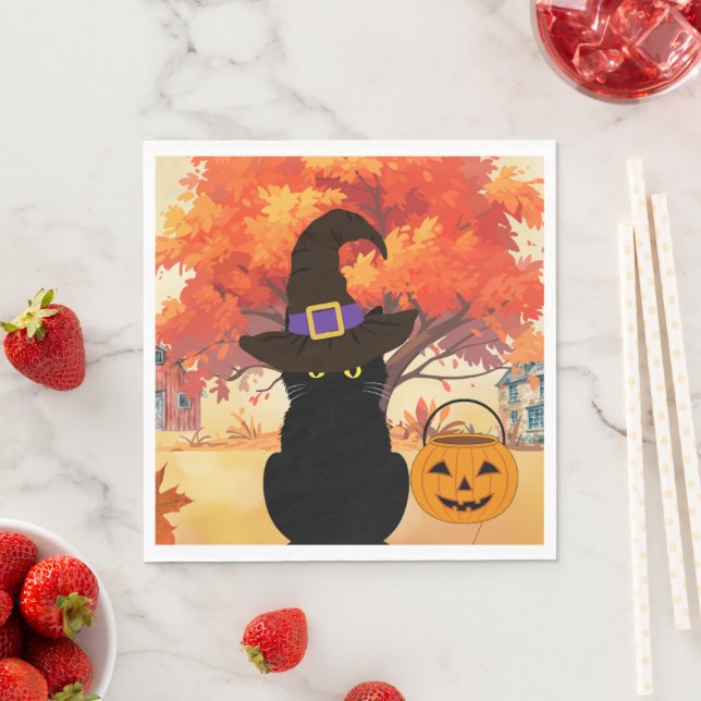 Black Cat Halloween Paper Napkin Serviette (Beispiel)